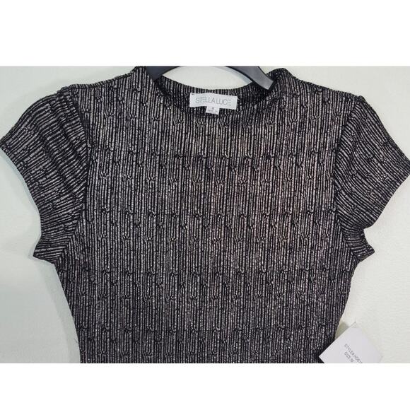 Stella Luce Dress Womens Medium Black Metallic Knee Length Sexy Bodycon Chic NWT - Picture 2 of 7
